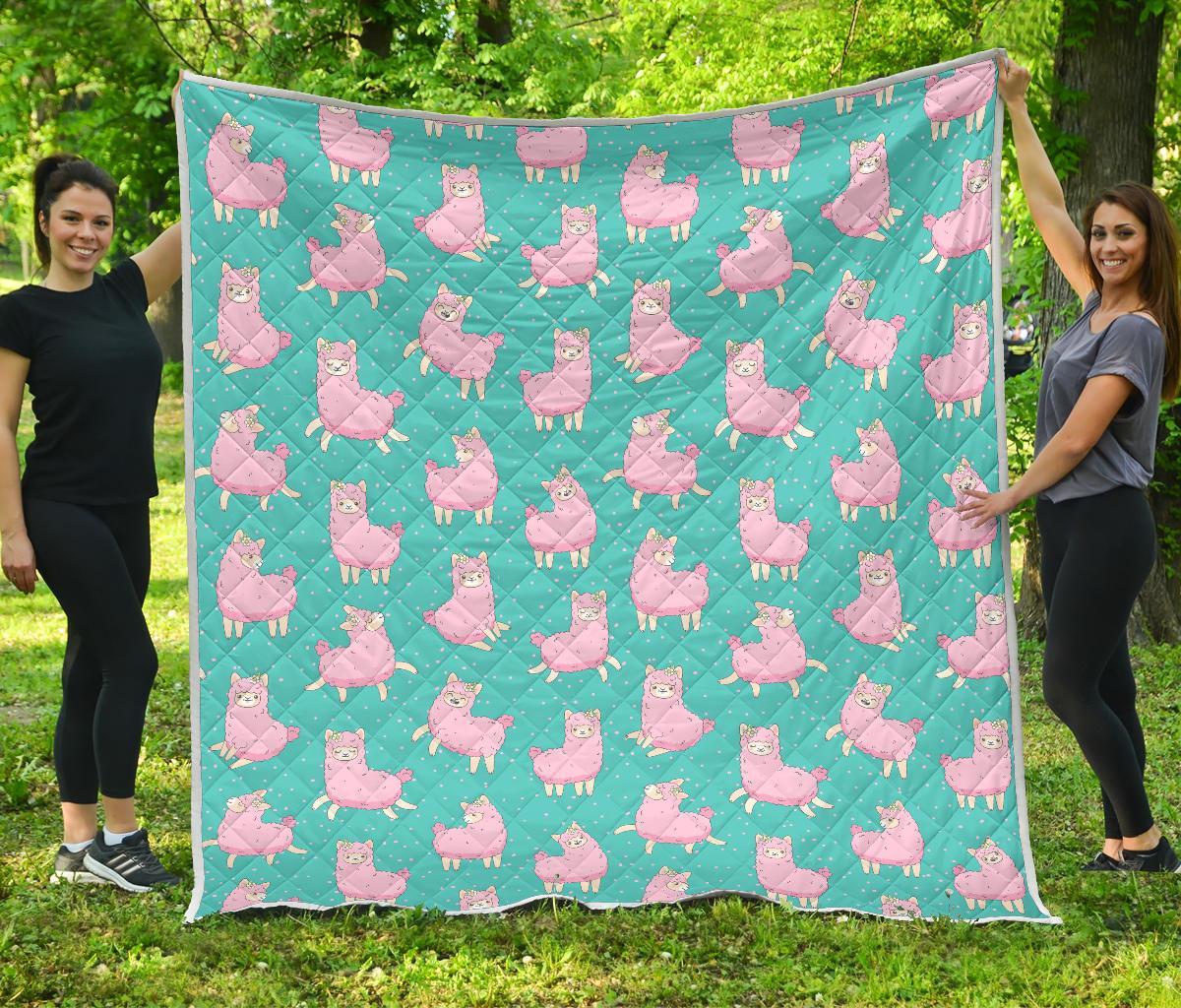 Alpaca Pattern Print Quilt-grizzshop