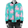 Alpaca Pattern Print Women Casual Bomber Jacket-grizzshop