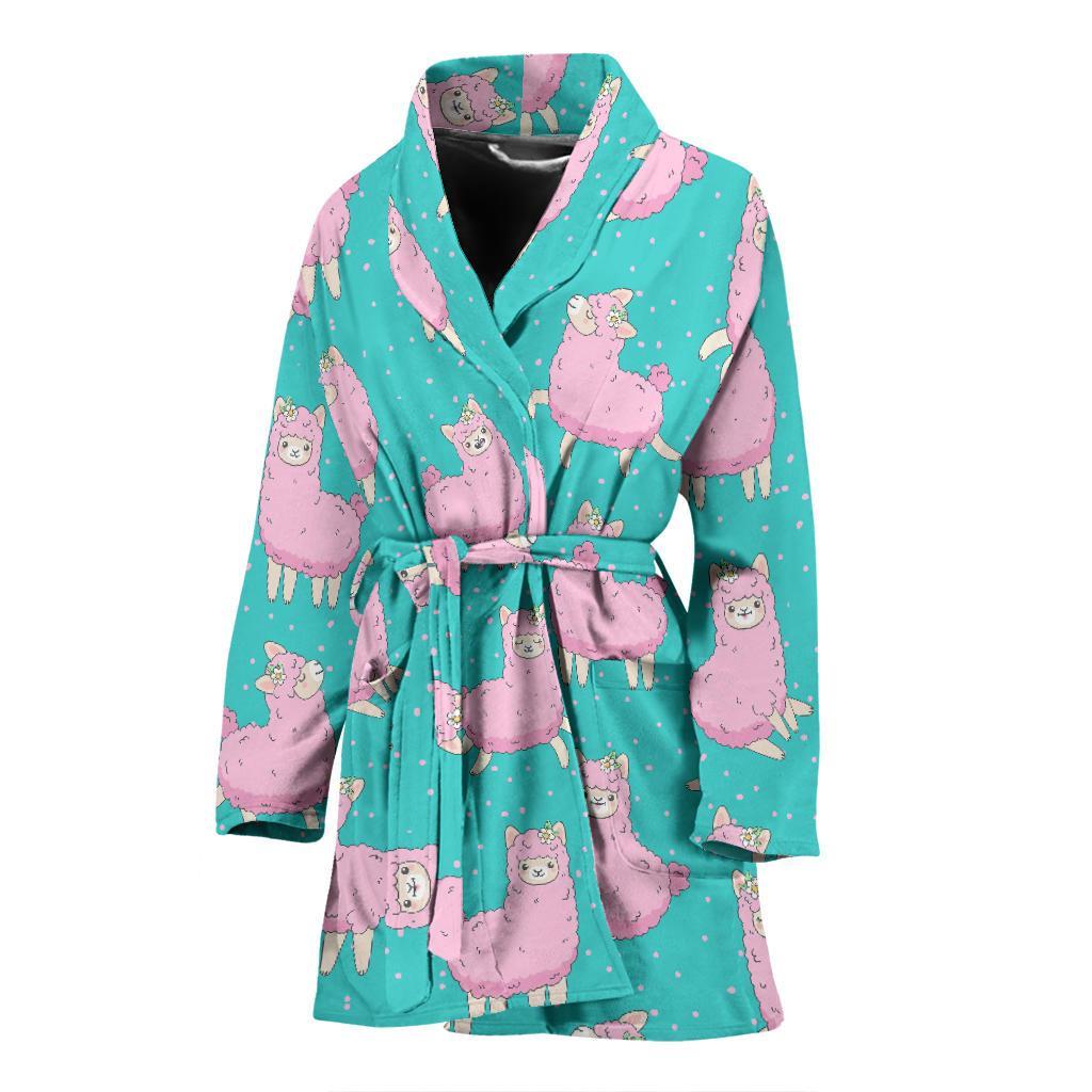 Alpaca Pattern Print Women Long Robe-grizzshop