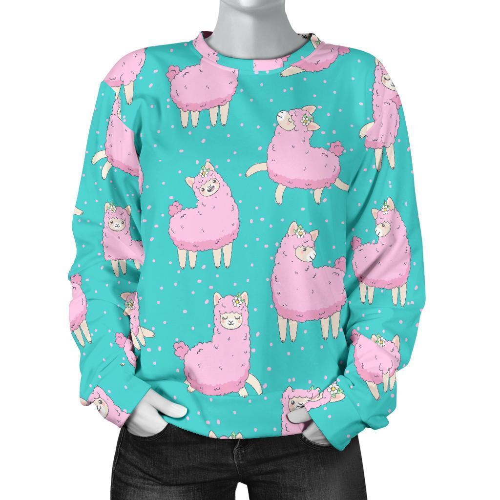 Alpaca Pattern Print Women's Sweatshirt-grizzshop