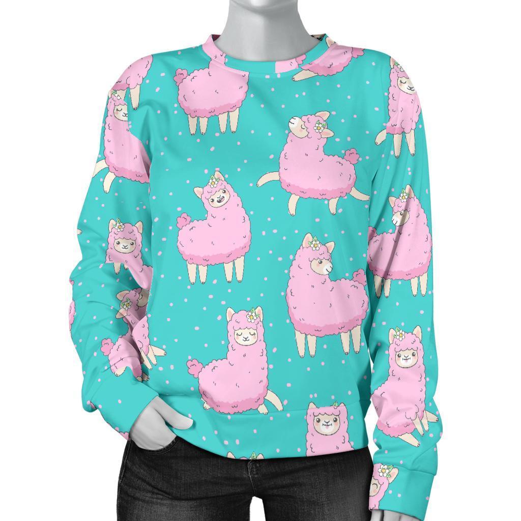 Alpaca Pattern Print Women's Sweatshirt-grizzshop