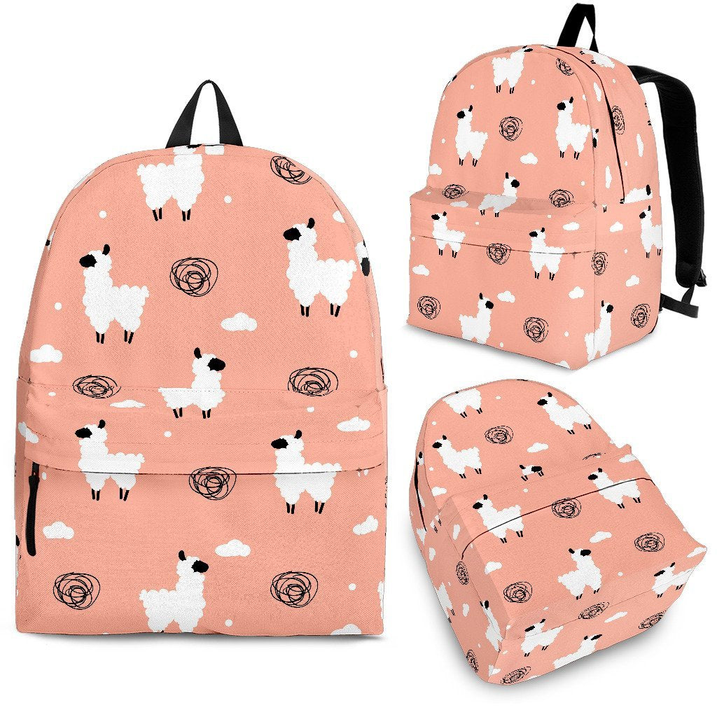 Alpaca Pink Pattern Print Backpack-grizzshop