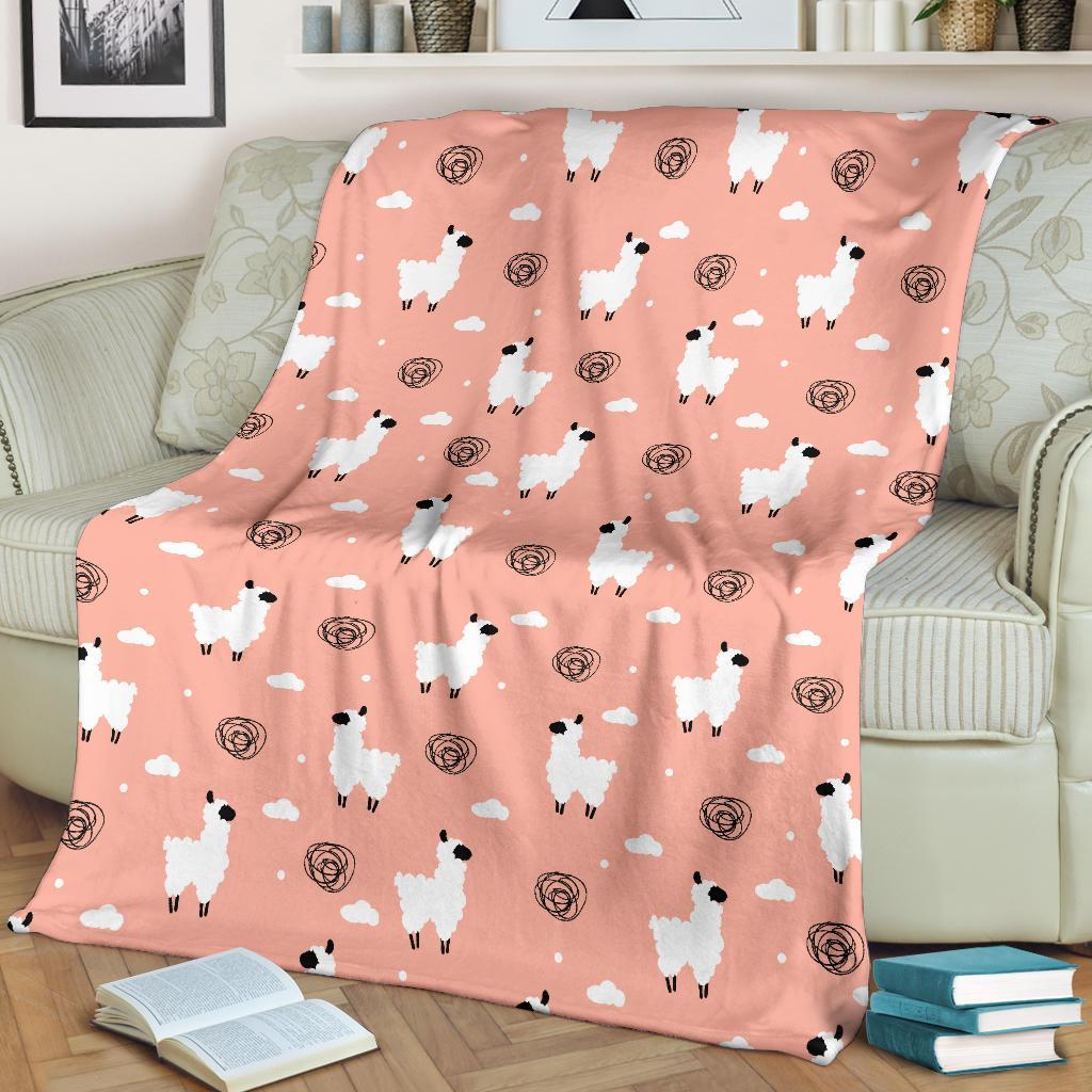 Alpaca Pink Pattern Print Blanket-grizzshop