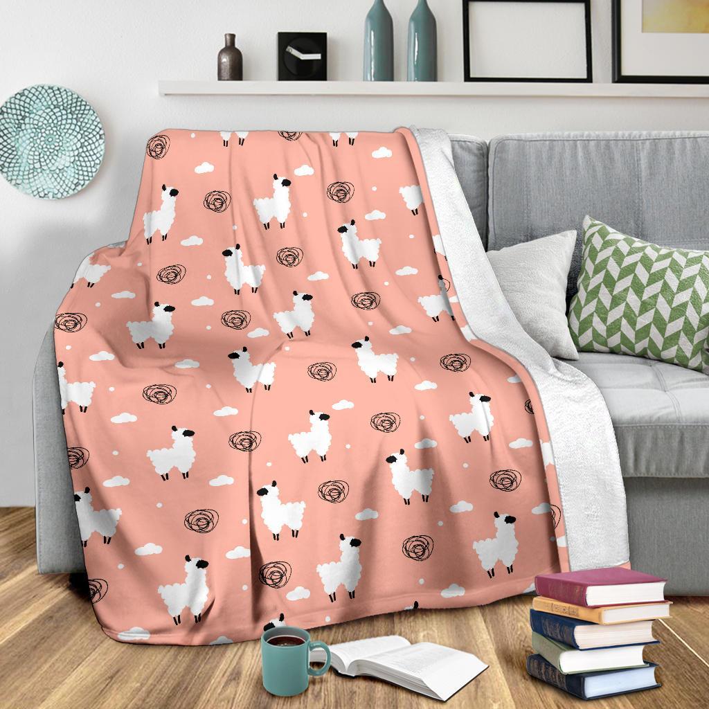 Alpaca Pink Pattern Print Blanket-grizzshop