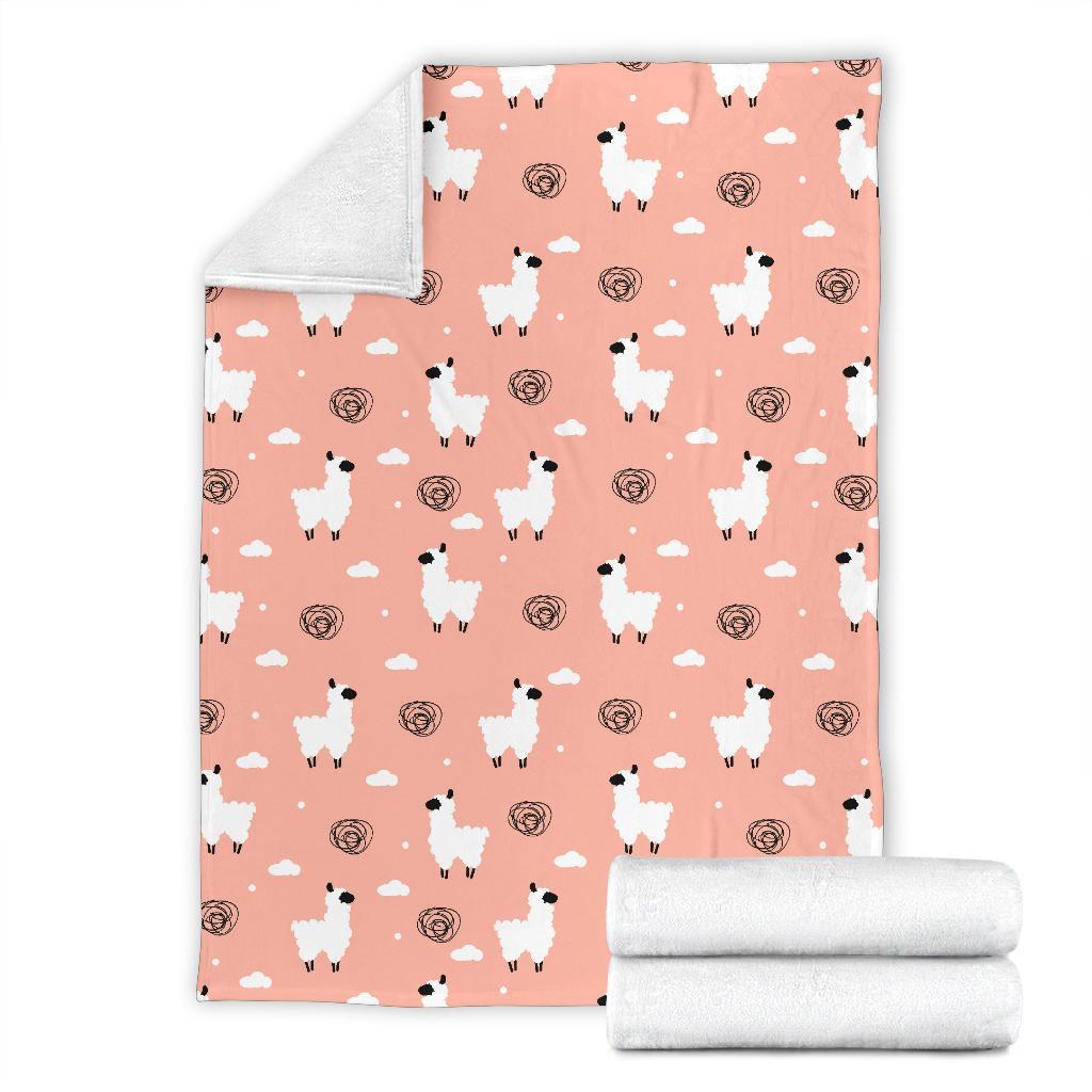 Alpaca Pink Pattern Print Blanket-grizzshop