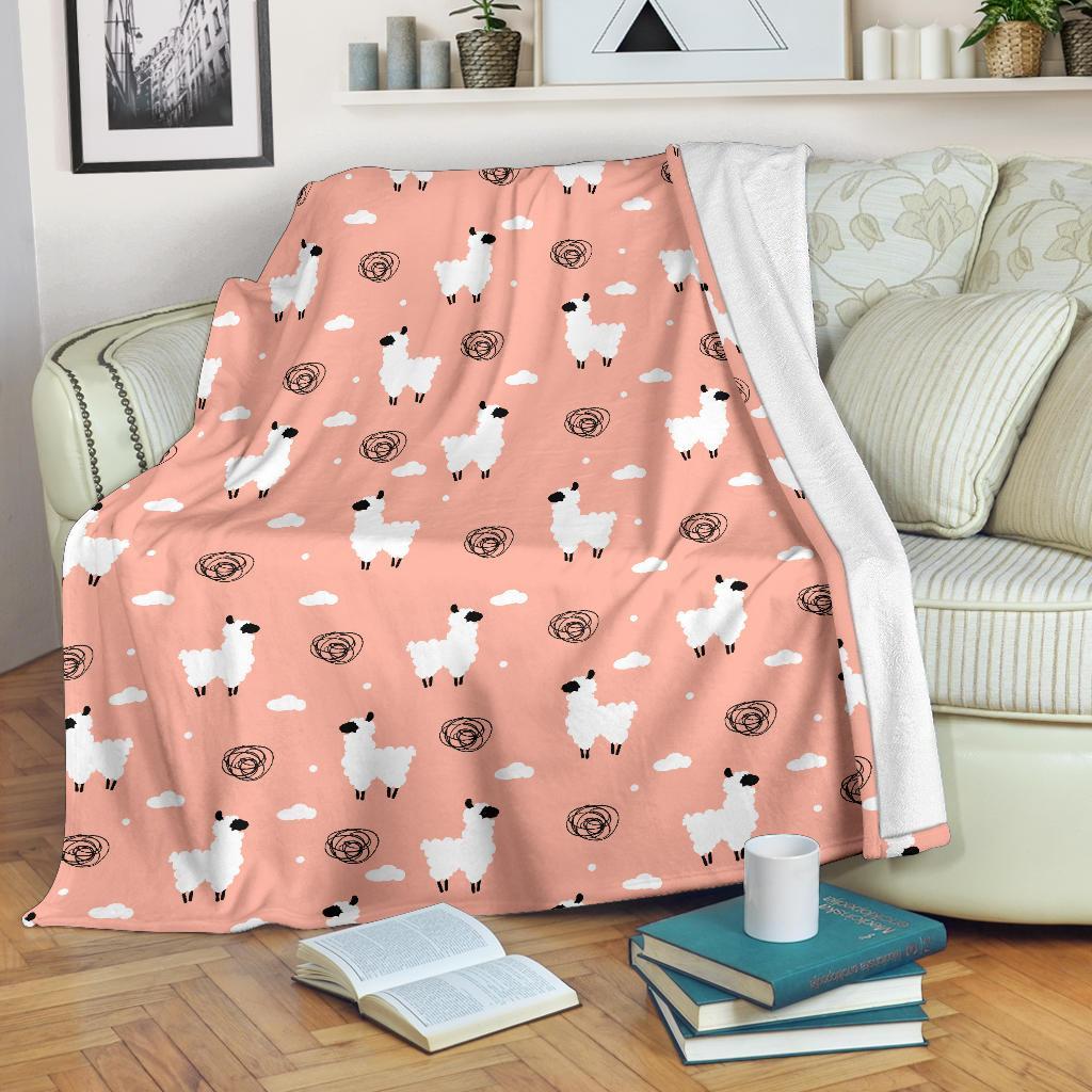 Alpaca Pink Pattern Print Blanket-grizzshop
