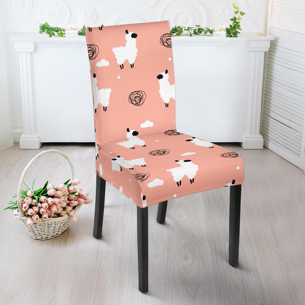 Alpaca Pink Pattern Print Chair Cover-grizzshop