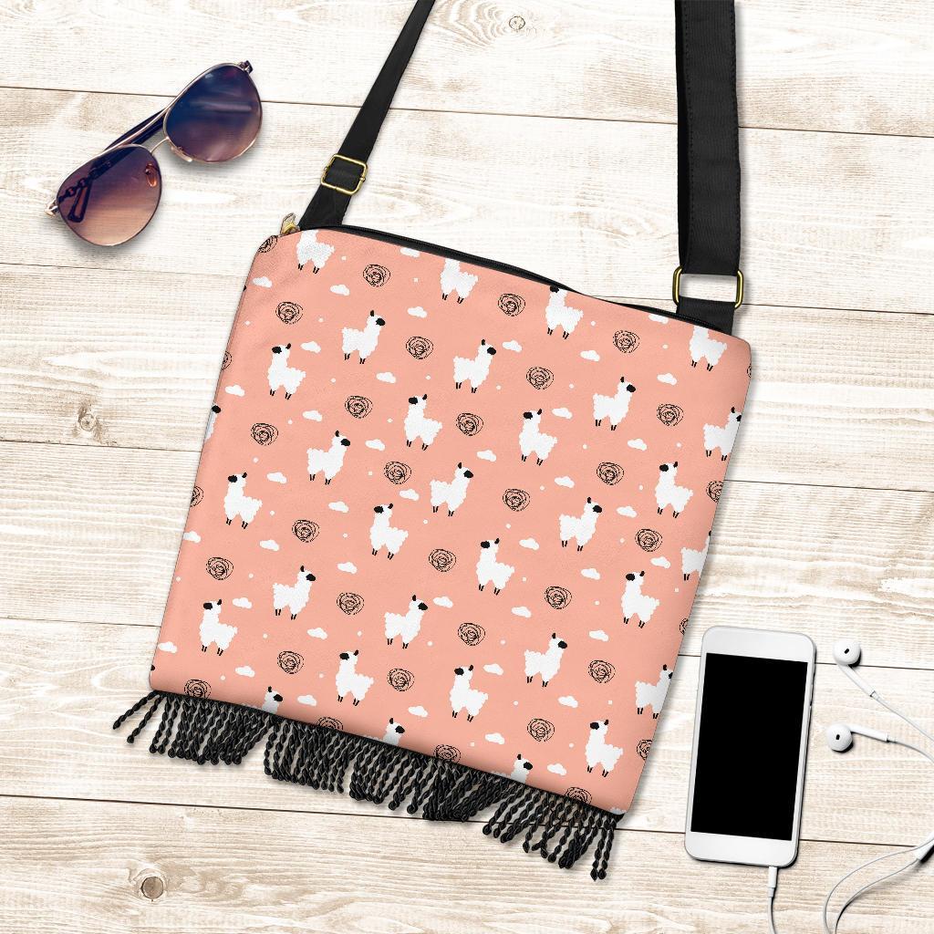 Alpaca Pink Pattern Print Crossbody bags-grizzshop