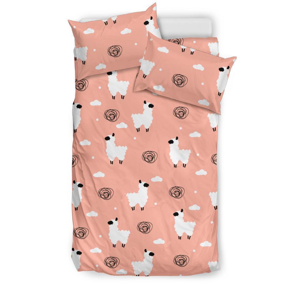 Alpaca Pink Pattern Print Duvet Cover Bedding Set-grizzshop