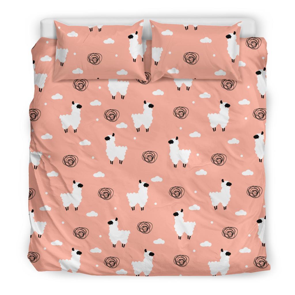 Alpaca Pink Pattern Print Duvet Cover Bedding Set-grizzshop