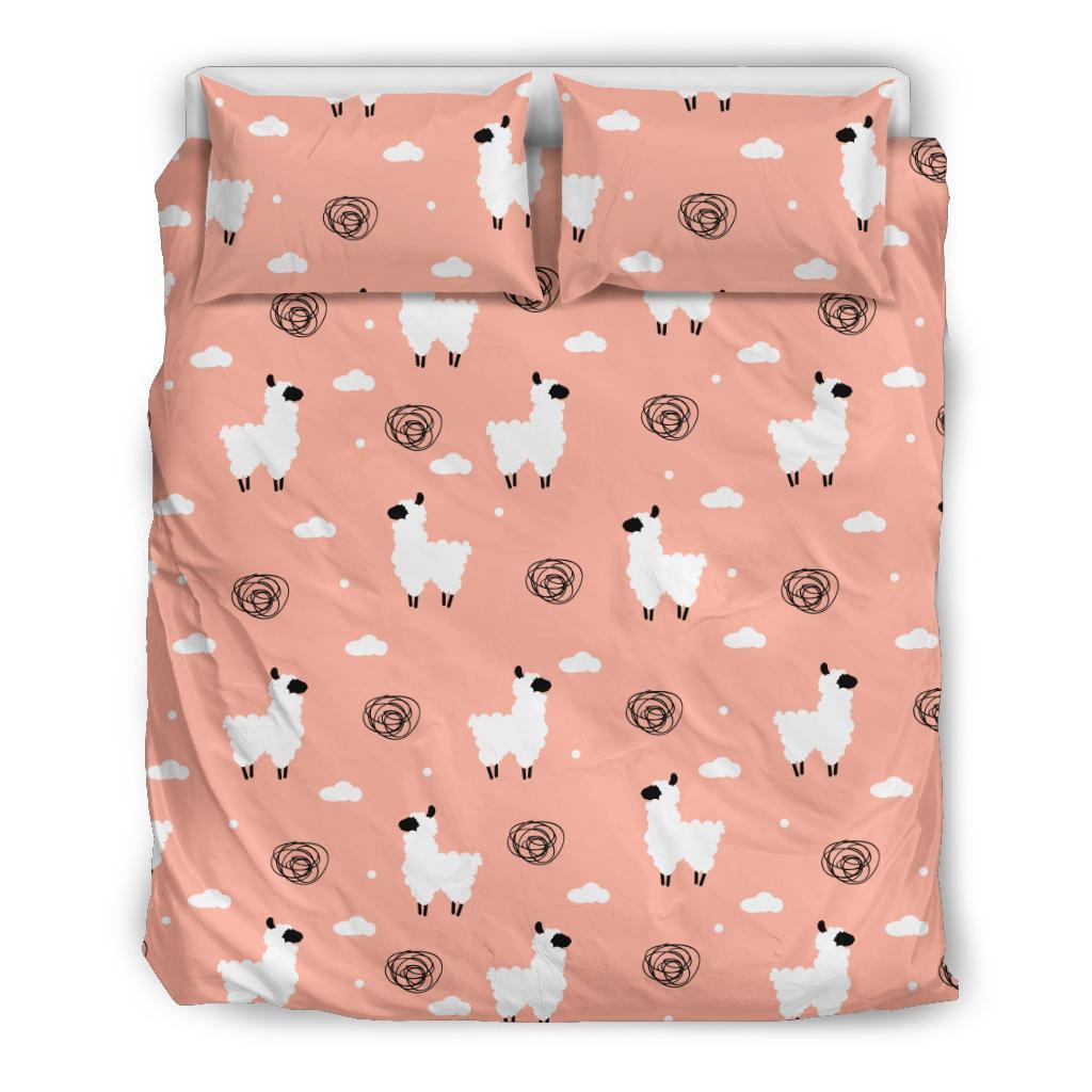 Alpaca Pink Pattern Print Duvet Cover Bedding Set-grizzshop