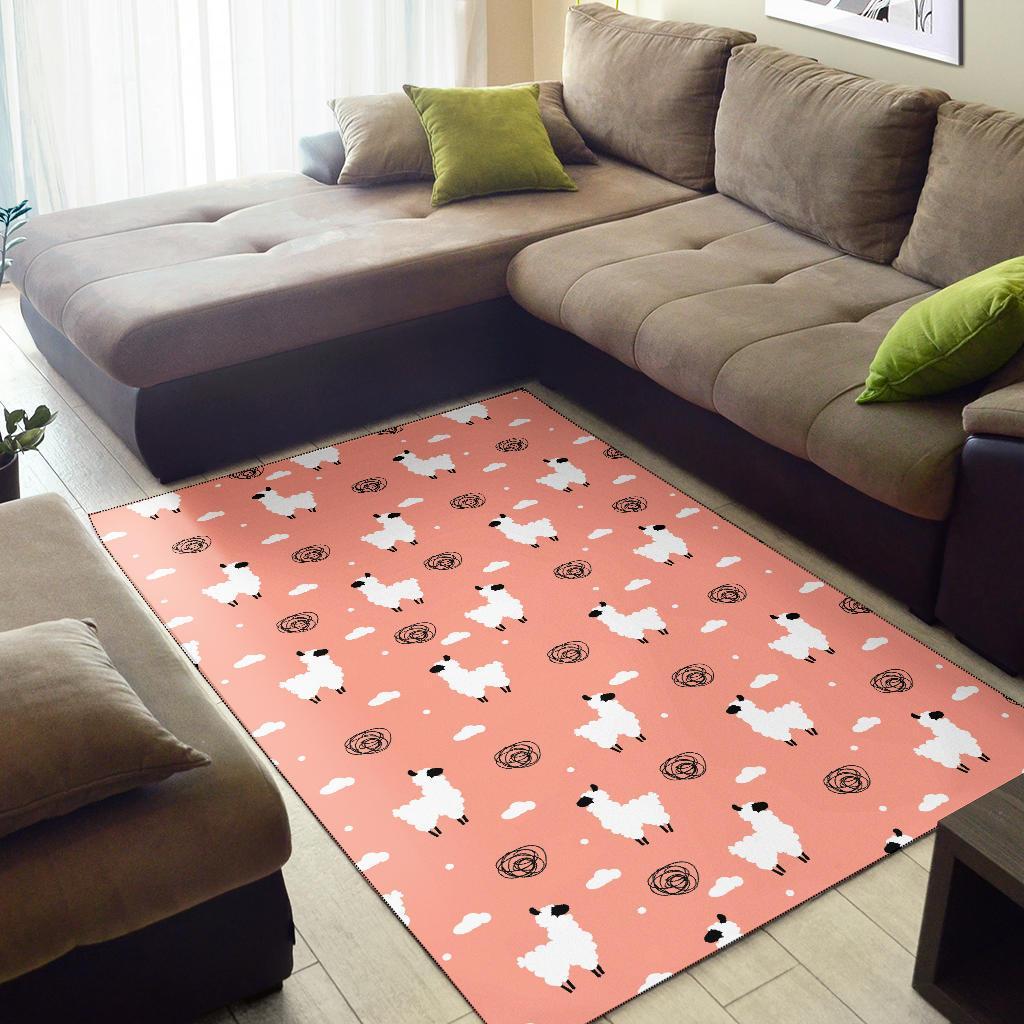 Alpaca Pink Pattern Print Floor Mat-grizzshop