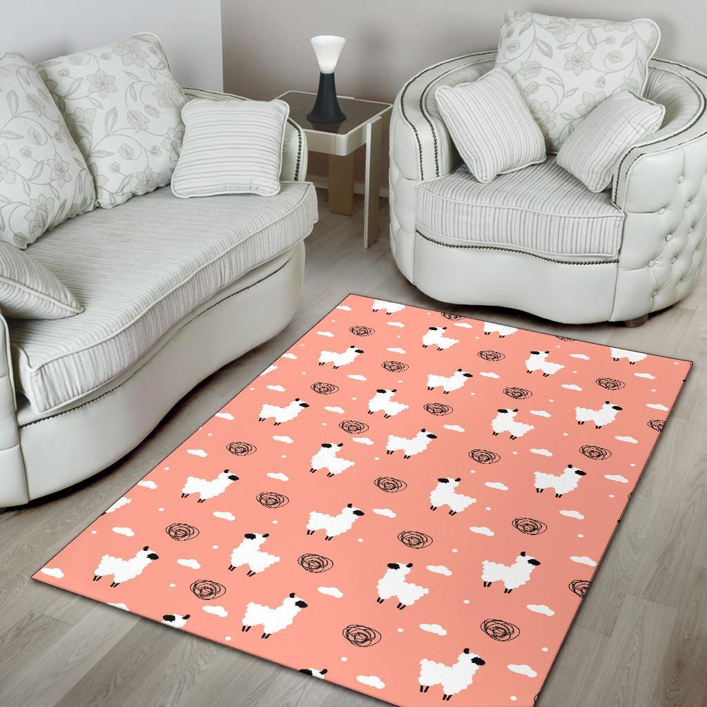 Alpaca Pink Pattern Print Floor Mat-grizzshop