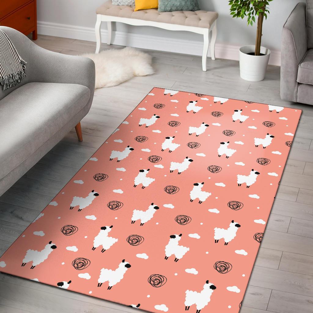 Alpaca Pink Pattern Print Floor Mat-grizzshop