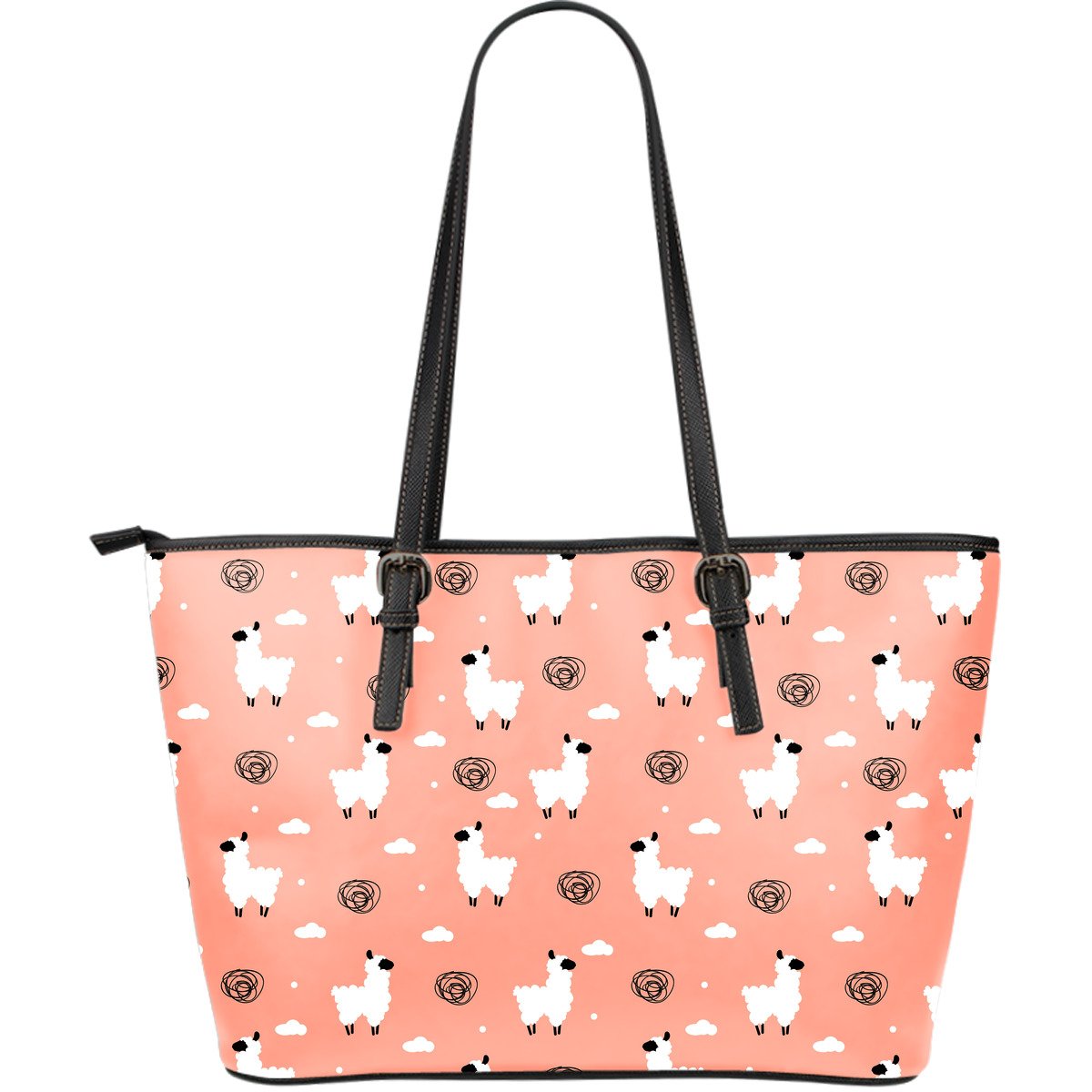 Alpaca Pink Pattern Print Leather Tote Bag-grizzshop