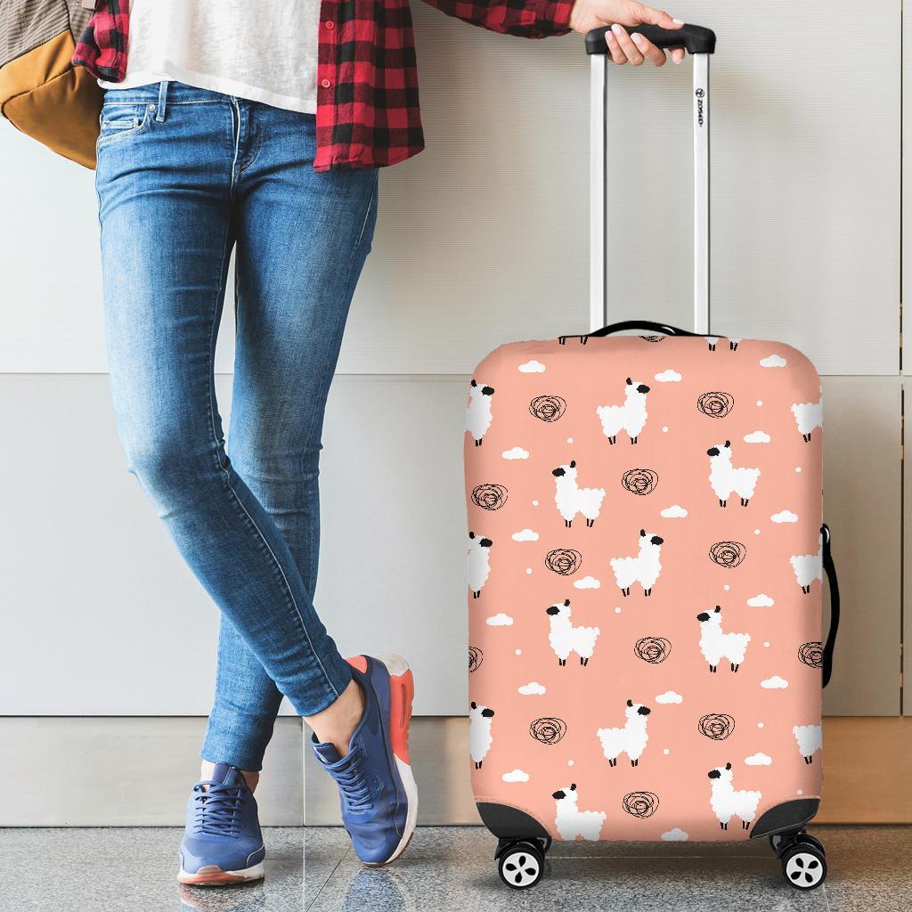 Alpaca Pink Pattern Print Luggage Cover Protector-grizzshop