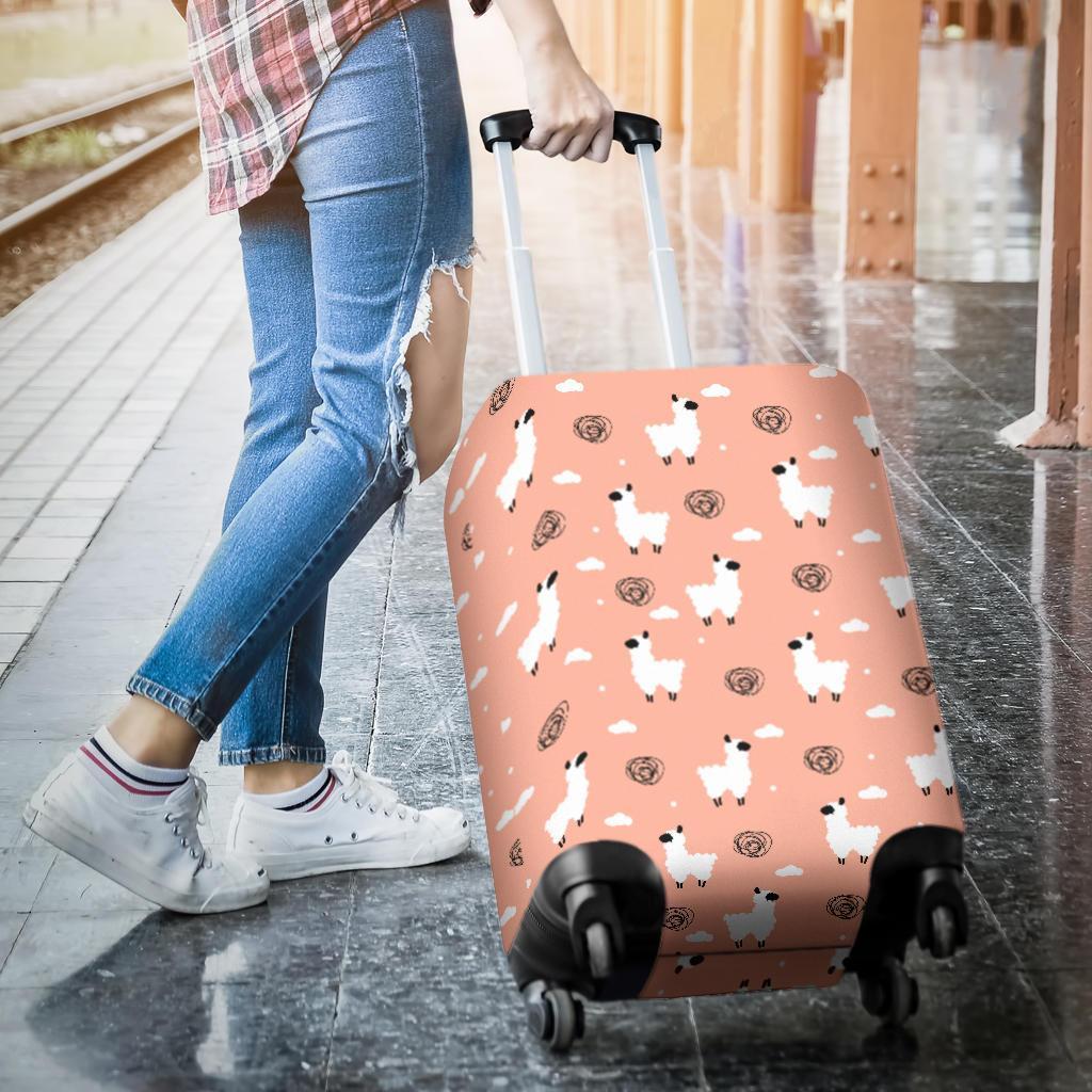 Alpaca Pink Pattern Print Luggage Cover Protector-grizzshop