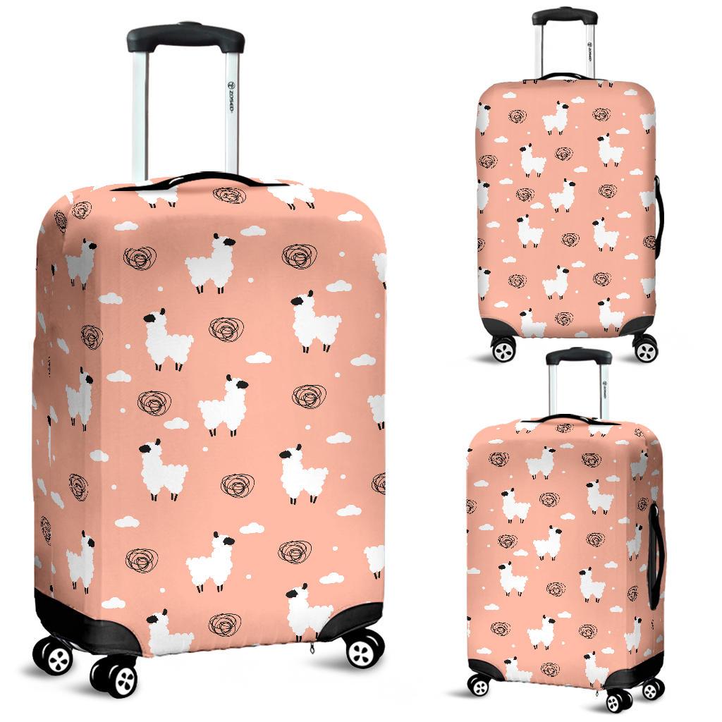 Alpaca Pink Pattern Print Luggage Cover Protector-grizzshop