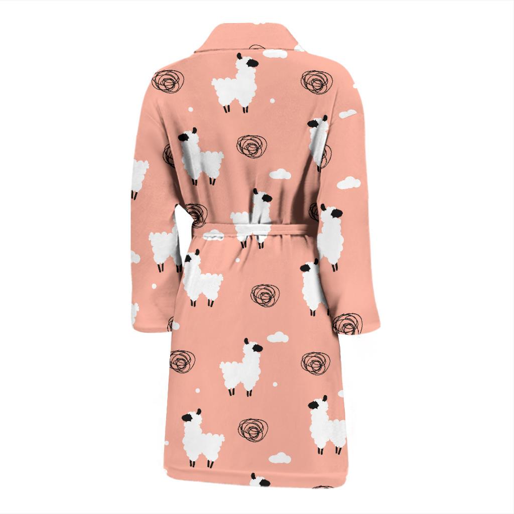 Alpaca Pink Pattern Print Men Long Robe-grizzshop