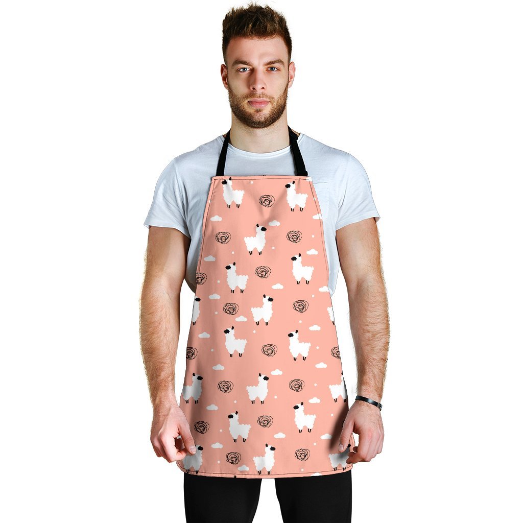 Alpaca Pink Pattern Print Men's Apron-grizzshop