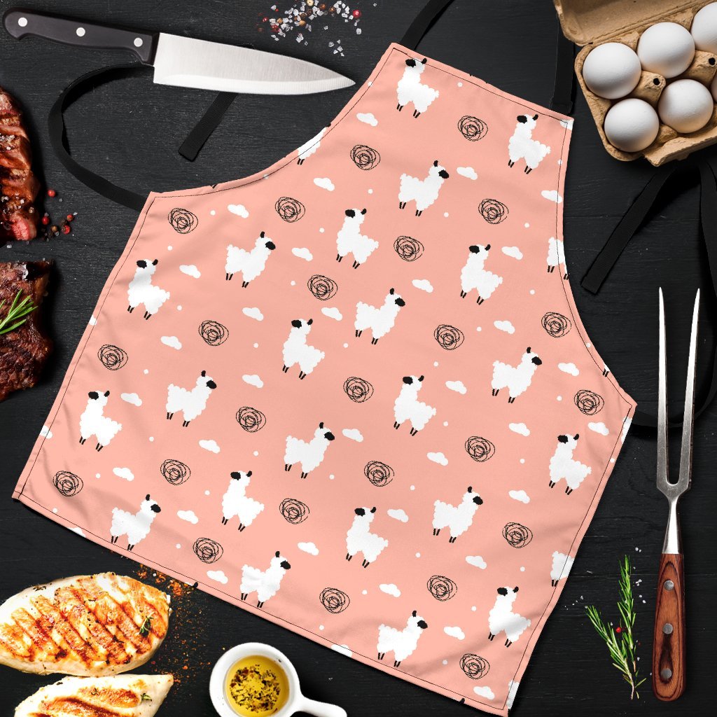 Alpaca Pink Pattern Print Men's Apron-grizzshop