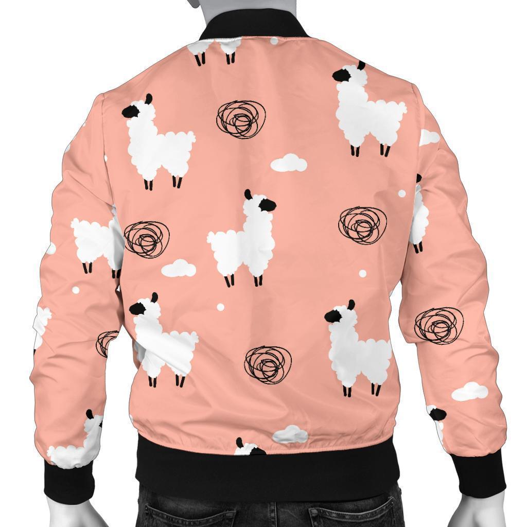 Alpaca Pink Pattern Print Men's Bomber Jacket-grizzshop