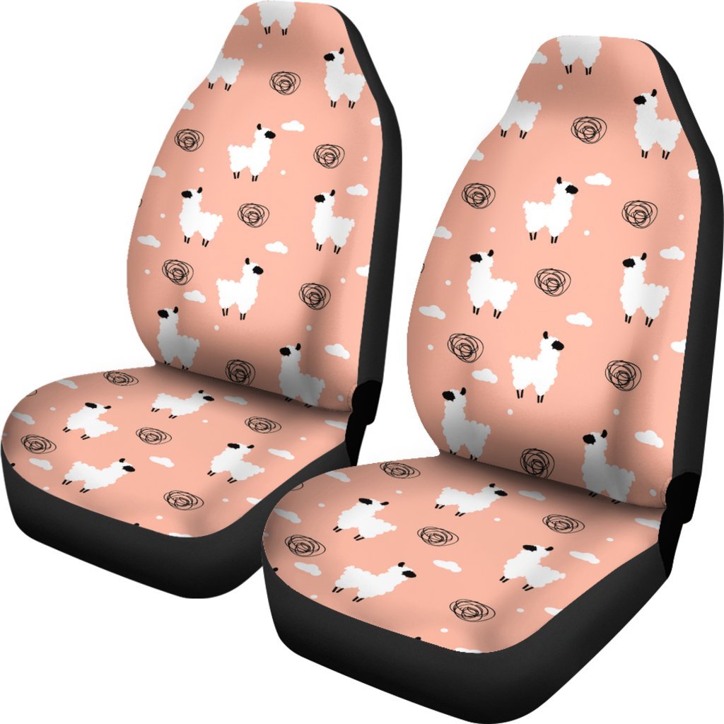 Alpaca Pink Pattern Print Universal Fit Car Seat Covers-grizzshop