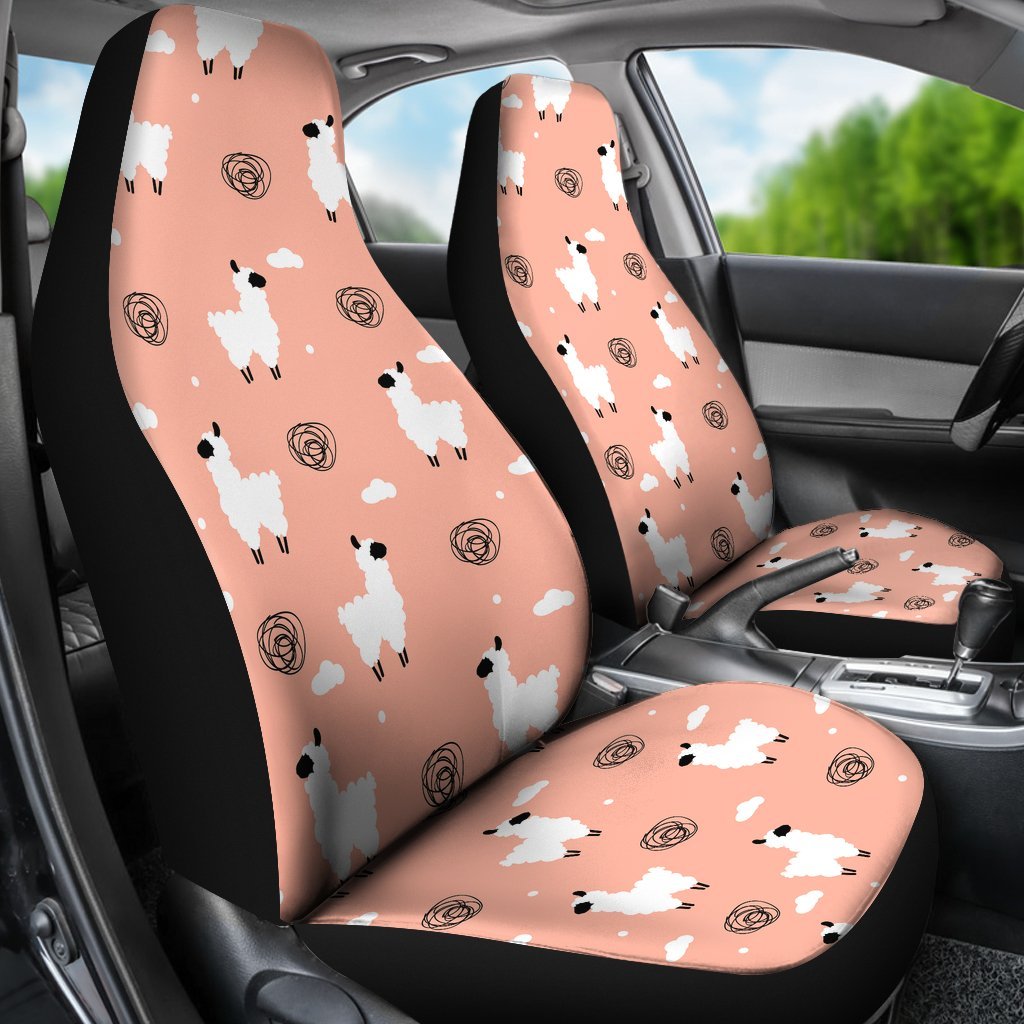 Alpaca Pink Pattern Print Universal Fit Car Seat Covers-grizzshop