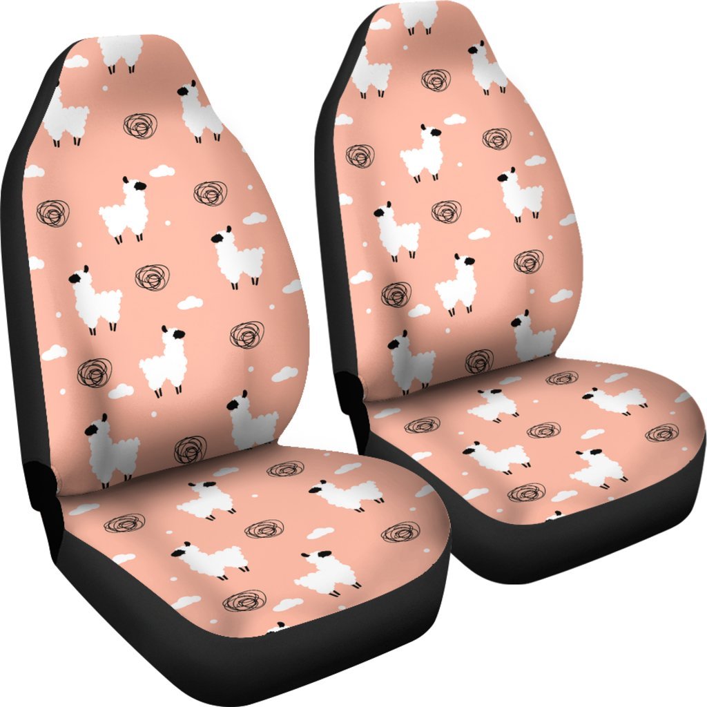 Alpaca Pink Pattern Print Universal Fit Car Seat Covers-grizzshop