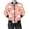 Alpaca Pink Pattern Print Women Casual Bomber Jacket-grizzshop