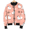 Alpaca Pink Pattern Print Women Casual Bomber Jacket-grizzshop