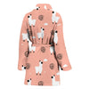 Alpaca Pink Pattern Print Women Long Robe-grizzshop