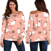 Alpaca Pink Pattern Print Women Off Shoulder Sweatshirt-grizzshop