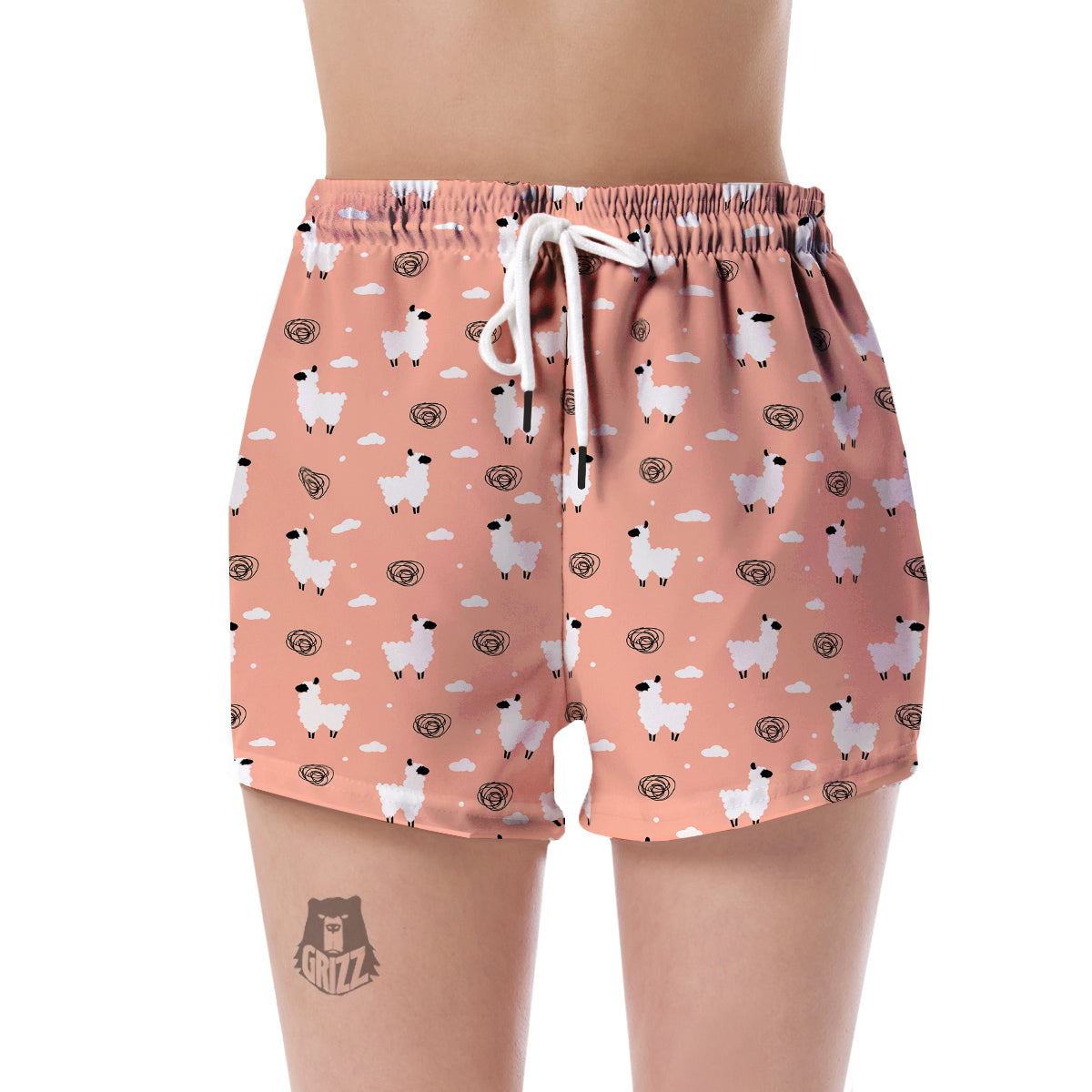 Alpaca Pink Pattern Print Women's Shorts-grizzshop