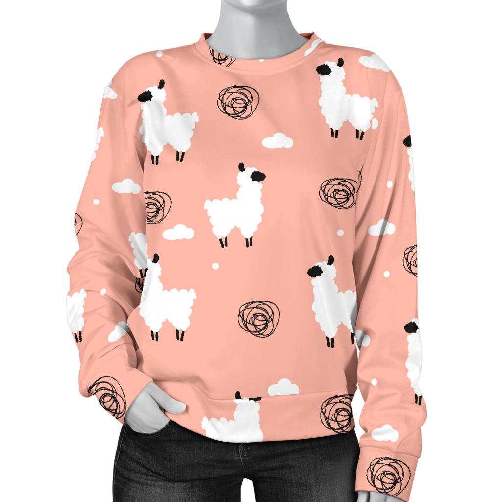 Alpaca Pink Pattern Print Women's Sweatshirt-grizzshop