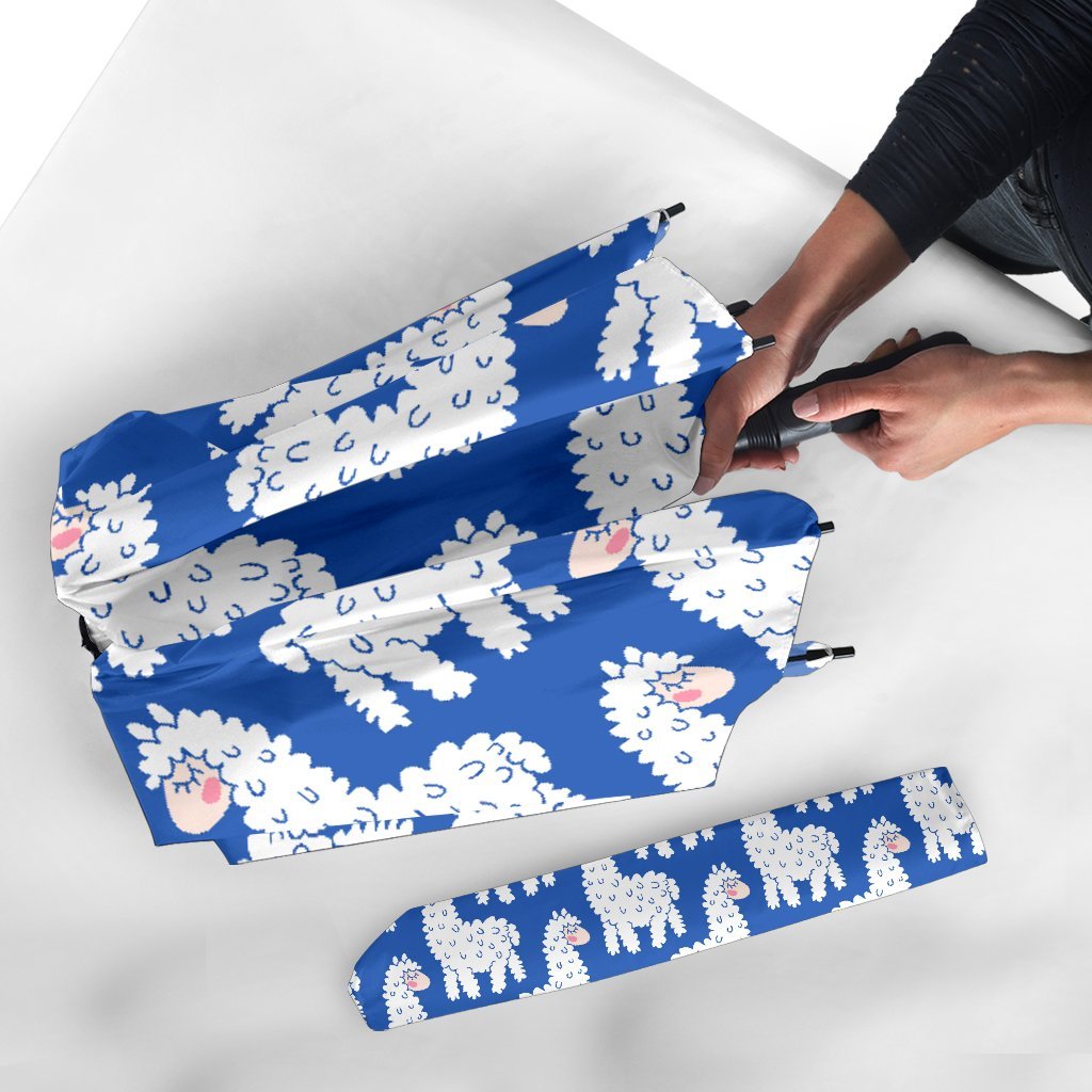 Alpaca Print Pattern Automatic Foldable Umbrella-grizzshop