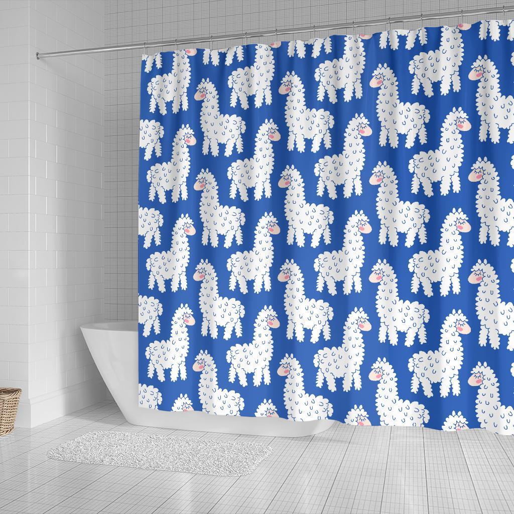 Alpaca Print Pattern Bathroom Shower Curtain-grizzshop