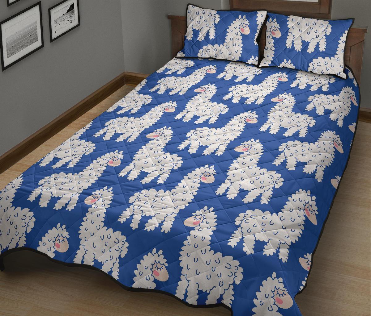 Alpaca Print Pattern Bed Set Quilt-grizzshop