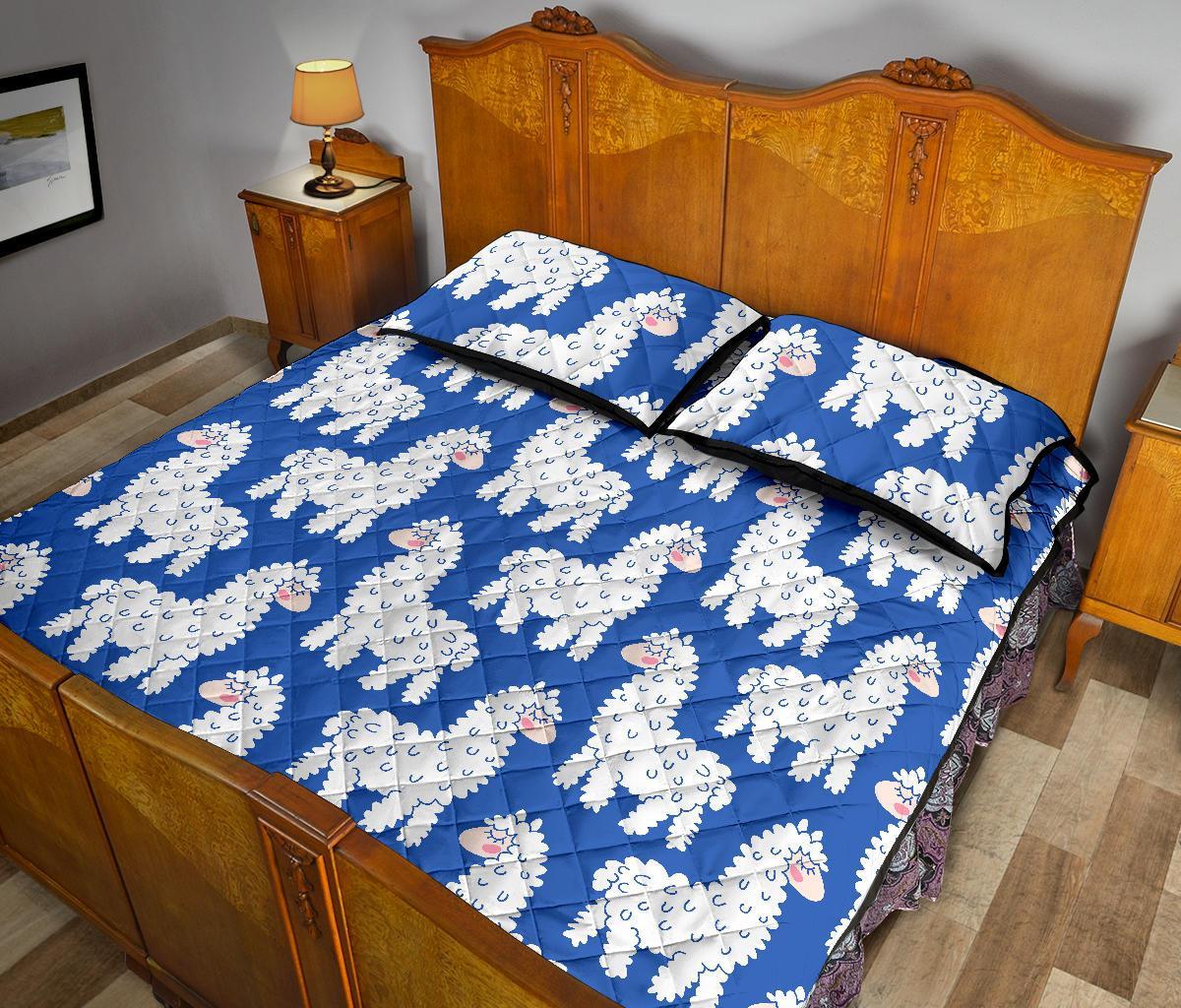 Alpaca Print Pattern Bed Set Quilt-grizzshop