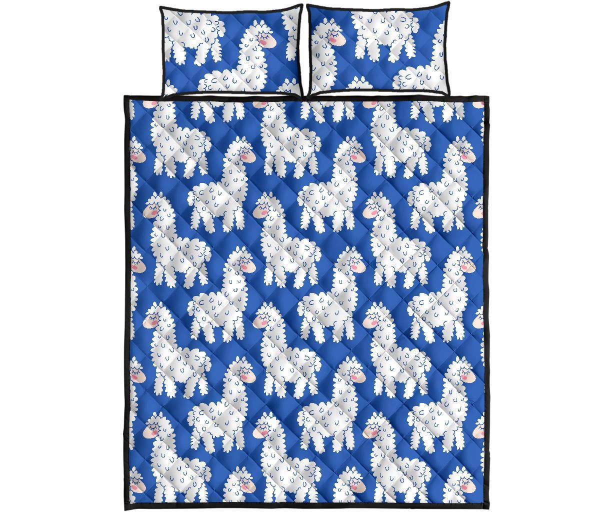 Alpaca Print Pattern Bed Set Quilt-grizzshop