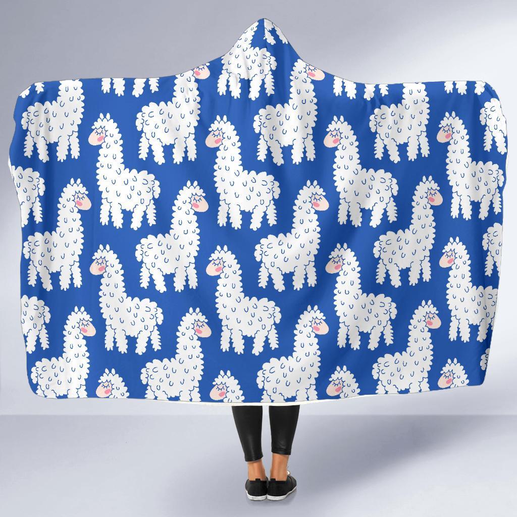Alpaca Print Pattern Hooded Blanket-grizzshop