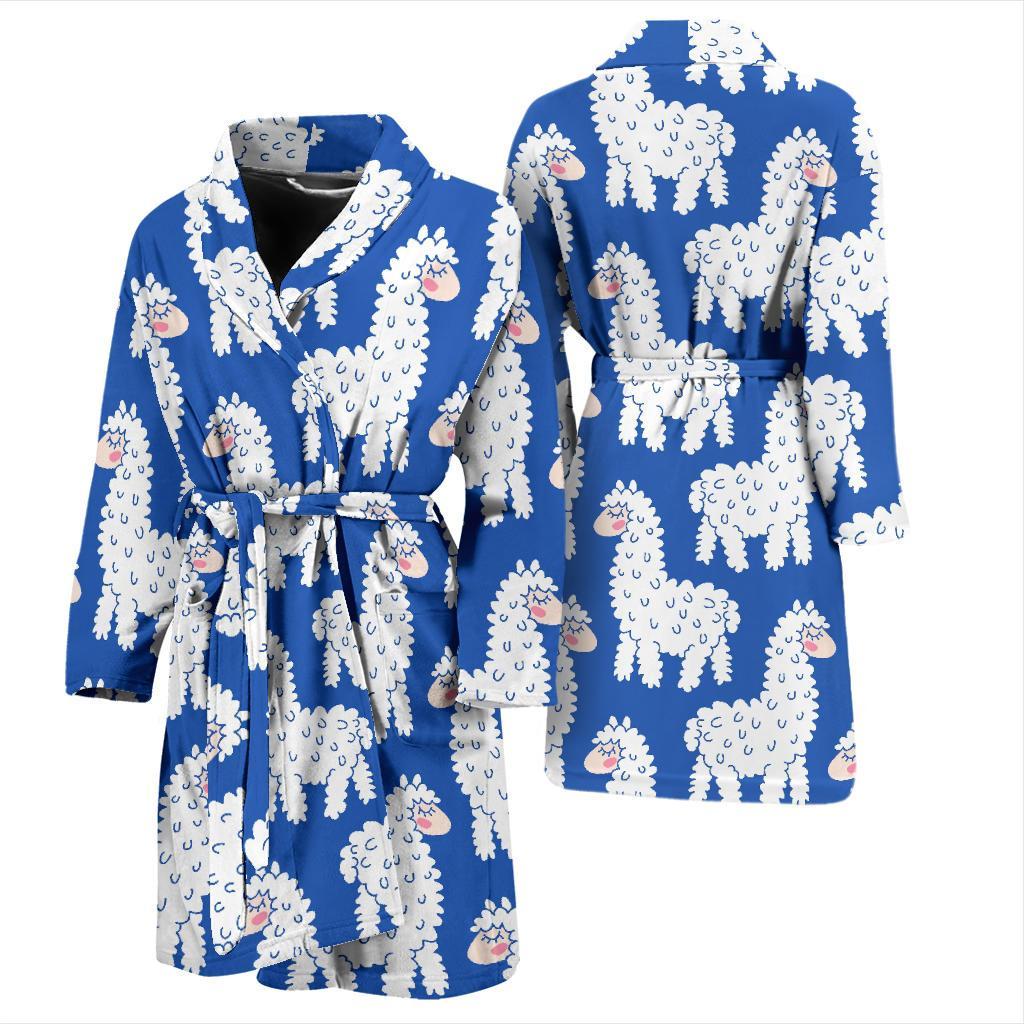 Alpaca Print Pattern Men Long Robe-grizzshop