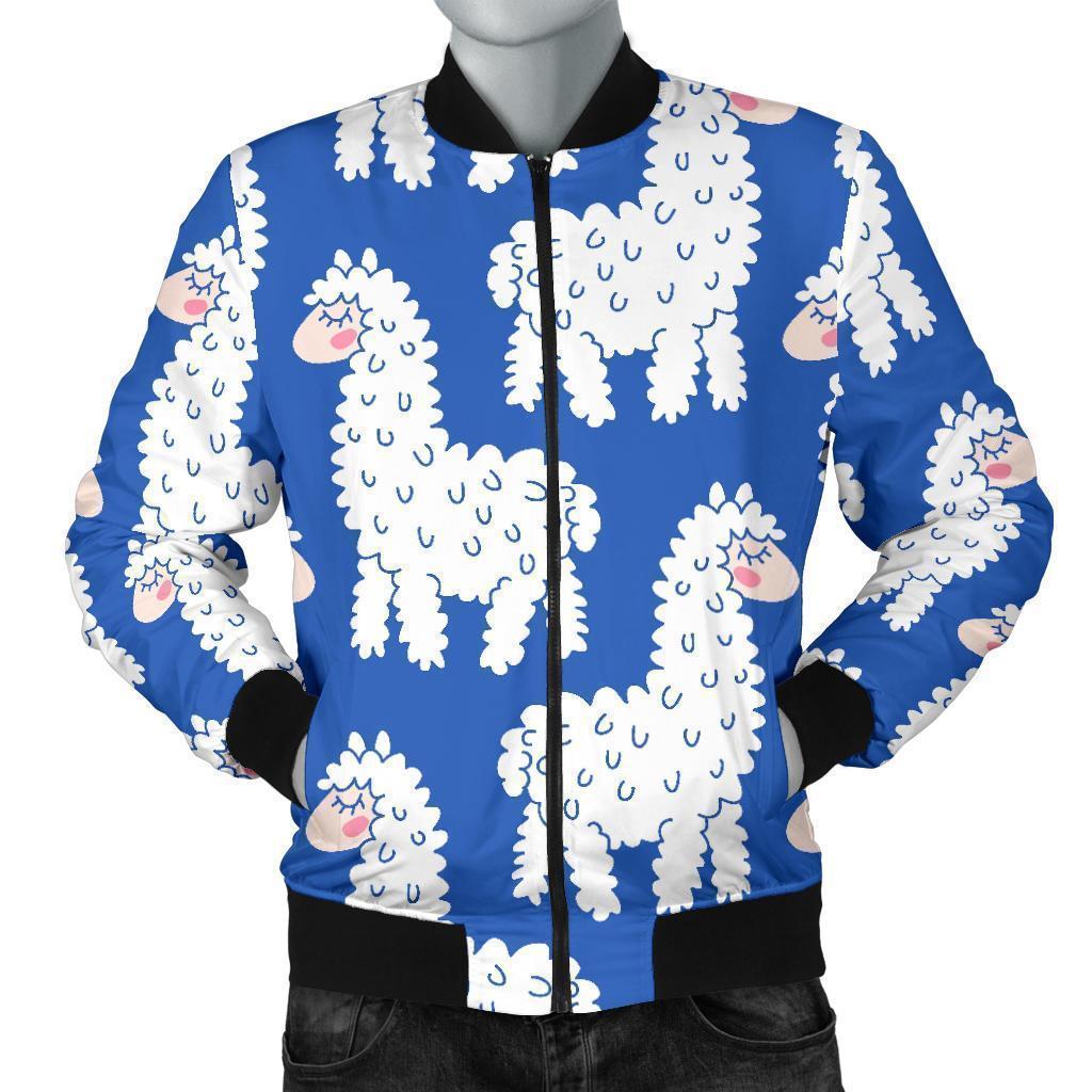 Alpaca Print Pattern Men's Bomber Jacket-grizzshop