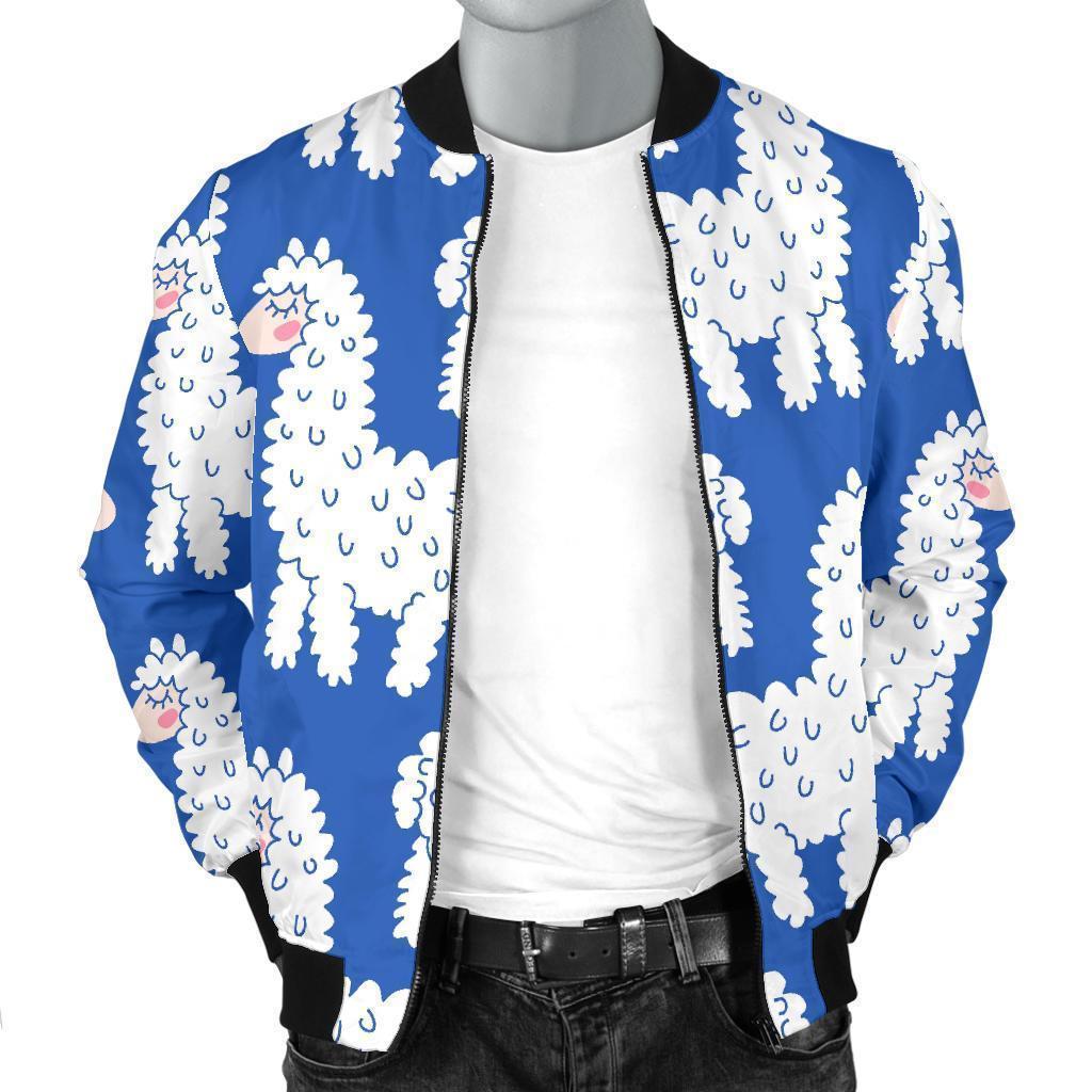 Alpaca Print Pattern Men's Bomber Jacket-grizzshop