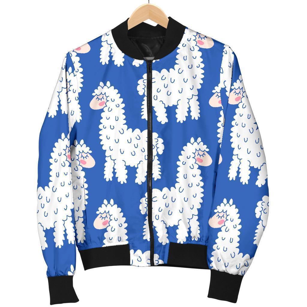 Alpaca Print Pattern Men's Bomber Jacket-grizzshop