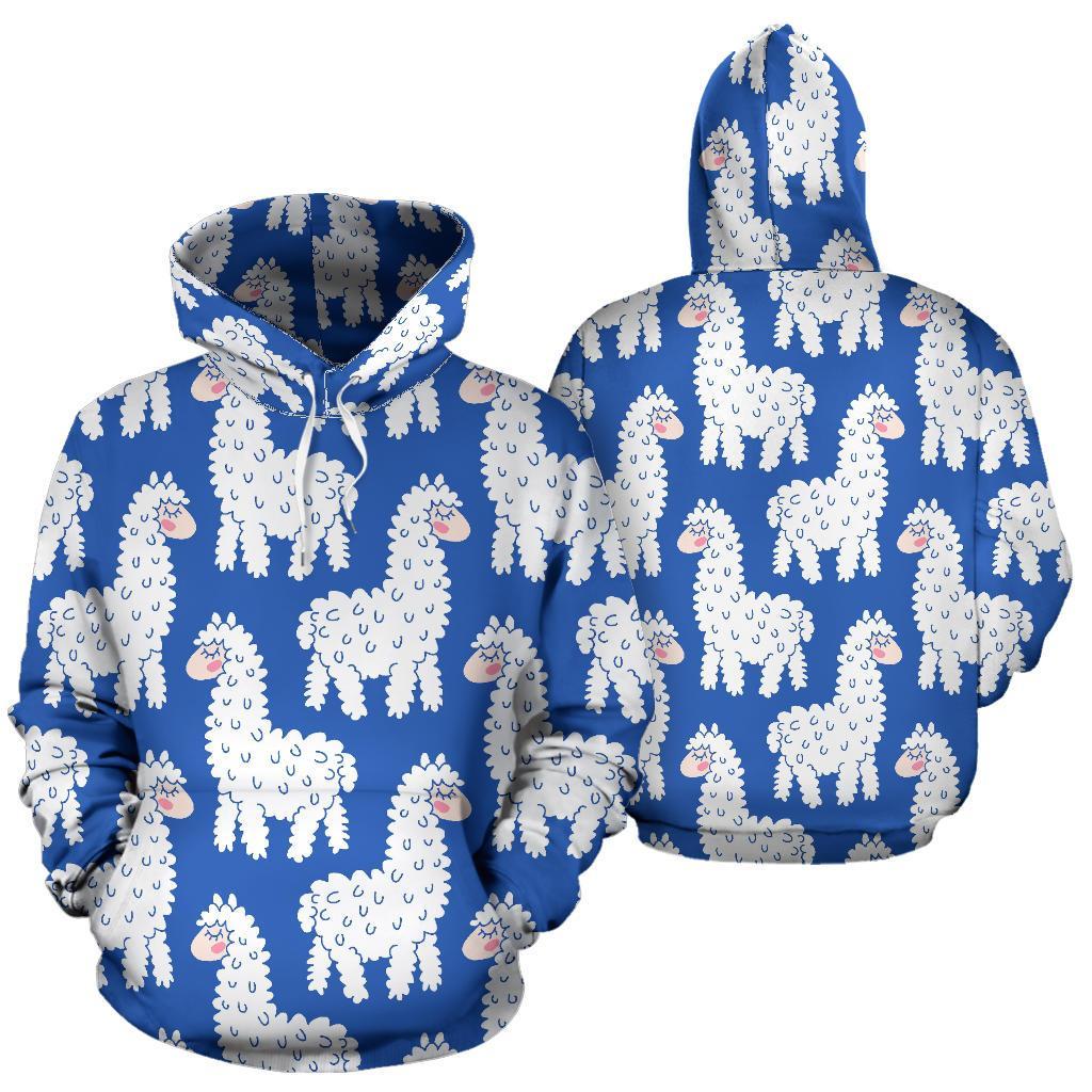 Alpaca Print Pattern Women Men Pullover Hoodie-grizzshop