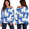 Alpaca Print Pattern Women Off Shoulder Sweatshirt-grizzshop