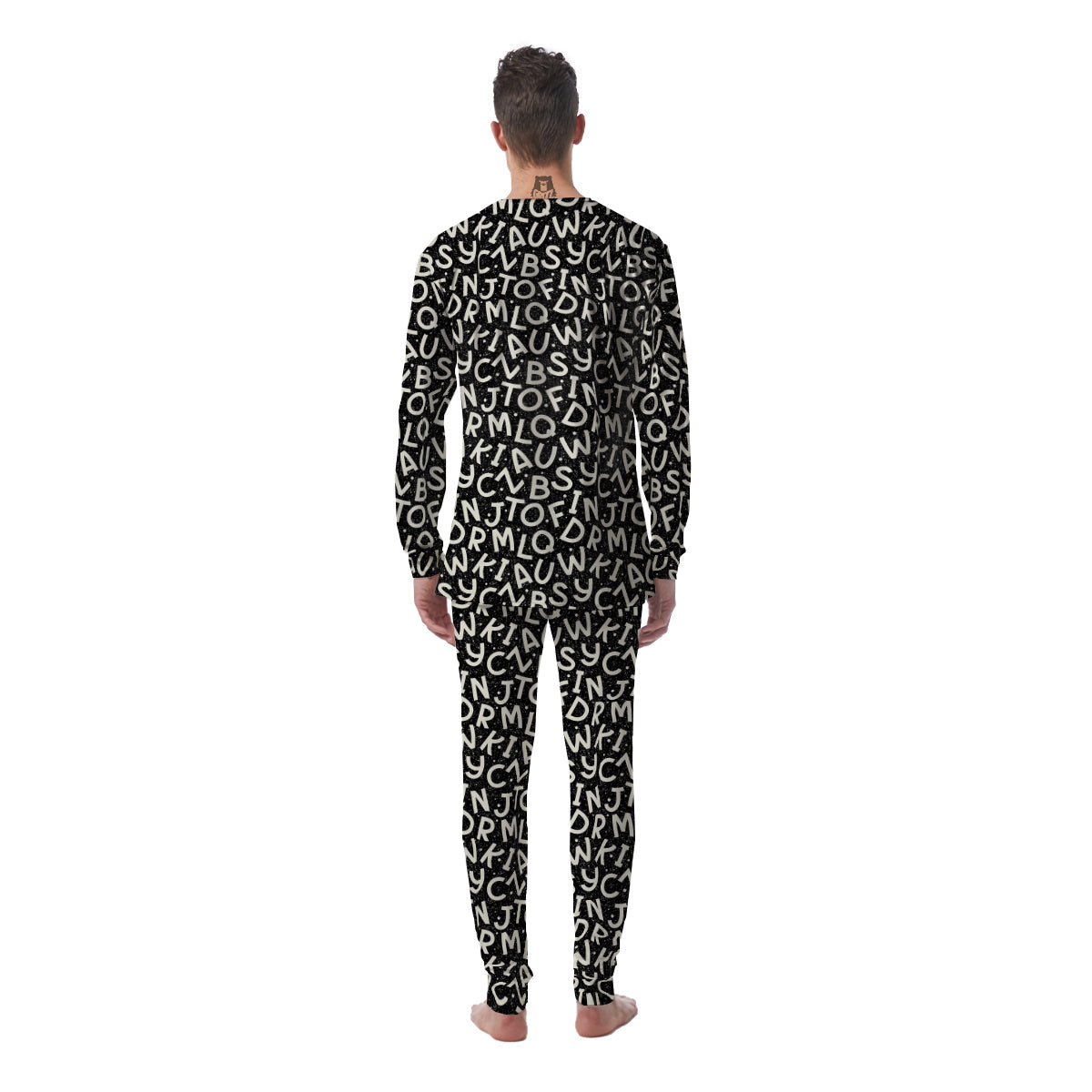 Alphabet Black Print Pattern Men's Pajamas-grizzshop