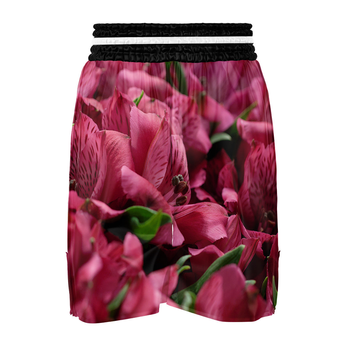 Alstroemeria Burgundy Print Boxing Shorts-grizzshop