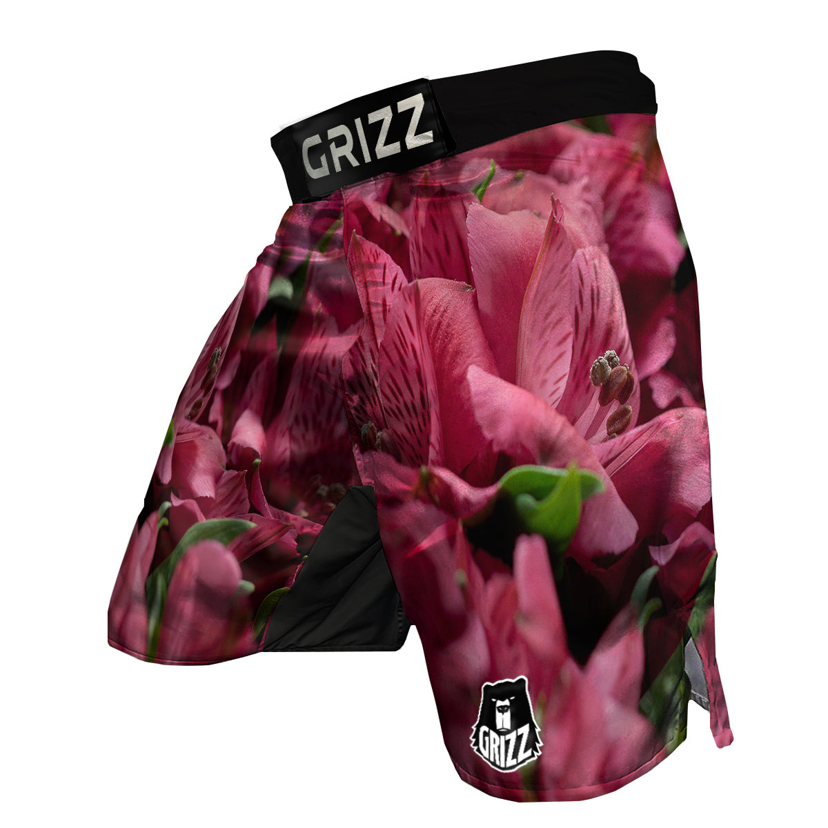 Alstroemeria Burgundy Print MMA Shorts-grizzshop